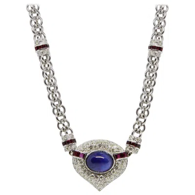 Pre-owned Vacheron Constantin Rare Diamond Ruby And Sapphire Necklace And Earrings Set In Blue