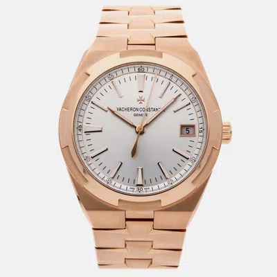 Pre-owned Vacheron Constantin Silver 18k Rose Gold Overseas 4500v/000r-b127 Automatic Men's Wristwatch 41 Mm