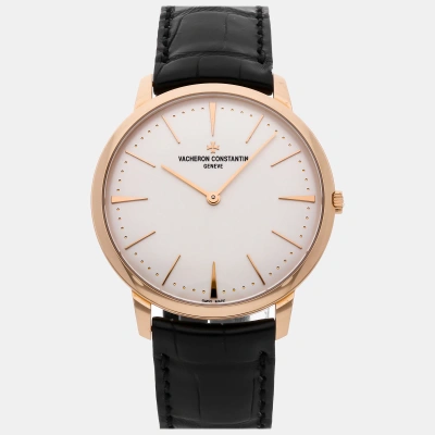Pre-owned Vacheron Constantin Silver 18k Rose Gold Patrimony 81180/000r-9159 Manual Winding Men's Wristwatch 40 Mm