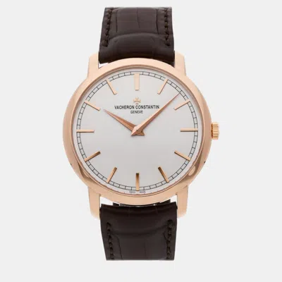 Pre-owned Vacheron Constantin Silver 18k Rose Gold Patrimony Automatic Men's Wristwatch 41 Mm