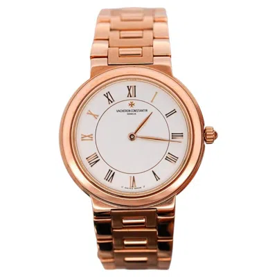 Pre-owned Vacheron Constantin Sovereign 18k Rose Gold 32mm Watch In Red