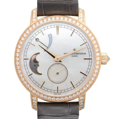Vacheron Constantin Traditionnelle Moon Phase Mother Of Pearl Dial Ladies Watch 83570/000r-9915 In Gold / Gold Tone / Grey / Ink / Mother Of Pearl / Pink / Skeleton / White