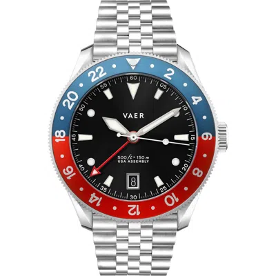 Vaer G2 Meridian Bracelet Watch, 39mm In Navy/red