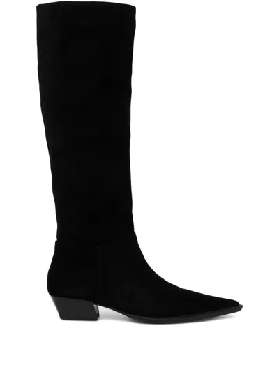 Vagabond 40mm Cassie Pointed-toe Suede Knee-high Boots In Black