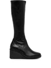Vagabond 70mm Deena Wedge Leather Boots In Black