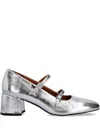 Vagabond Adison Double-buckle Metallic Leather Pumps In Silver