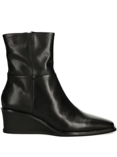 Vagabond Aino Zip-detail Wedge Ankle Boots In Black