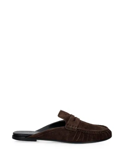 Vagabond Shoemakers Aleya Suede Ruched Loafer Mules In Brown