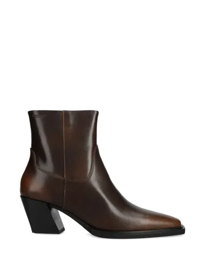 Vagabond Alina Square-toe Leather Boots In Brown