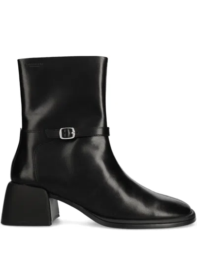 Vagabond Ansie Buckle-strap Block-heel Boots In Black