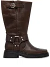 Vagabond Buckle-strap Square-toe Boots In Brown