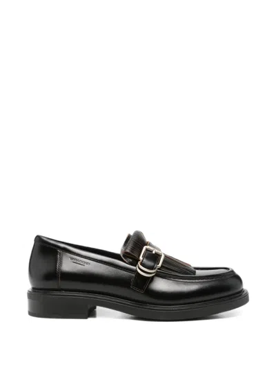 Vagabond Buckled Fringed Loafers In Black