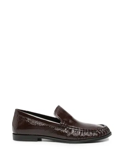 Vagabond Crinkled-finish Loafers In Brown