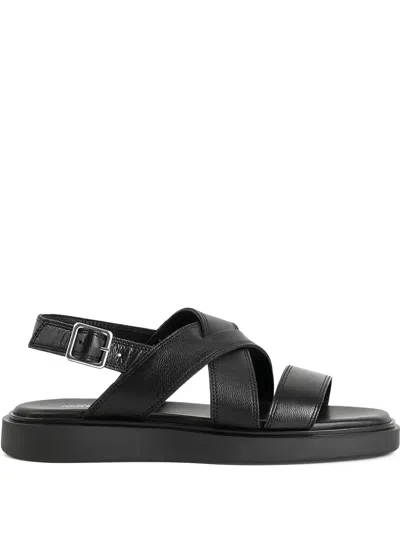 Vagabond Crossover Leather Sandals In Black