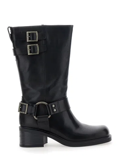 VAGABOND DANIELLA BLACK ANKLE BOOTS WITH BUCKLES IN LEATHER WOMAN
