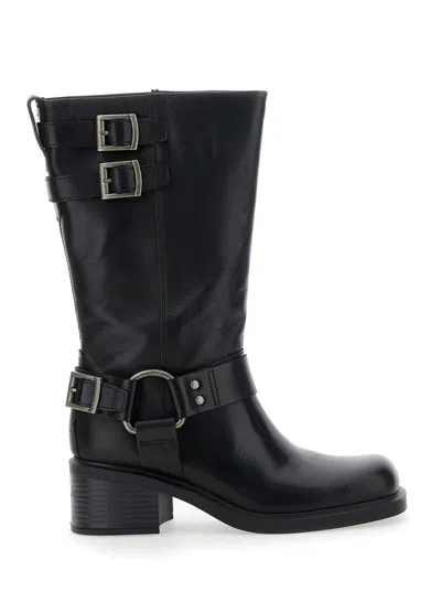VAGABOND 'DANIELLA' BLACK ANKLE BOOTS WITH BUCKLES IN LEATHER WOMAN