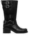 Vagabond Daniella Buckle-strap Leather Boots In Black