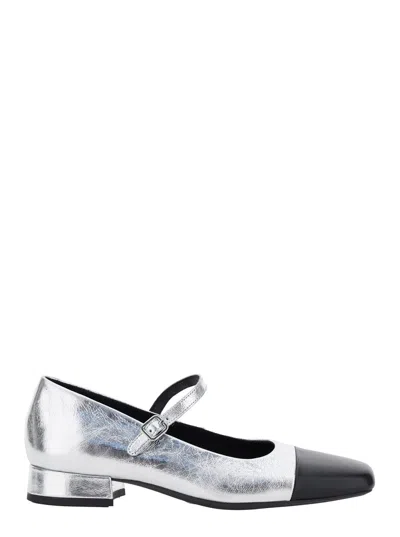 VAGABOND DEBBY SILVER COLORED SLINGBACK PUMP WITH ADJUSTABLE STRAP IN LEATHER WOMAN