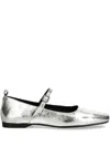 Vagabond Delia Buckle-strap Square-toe Ballet Flats In Silver