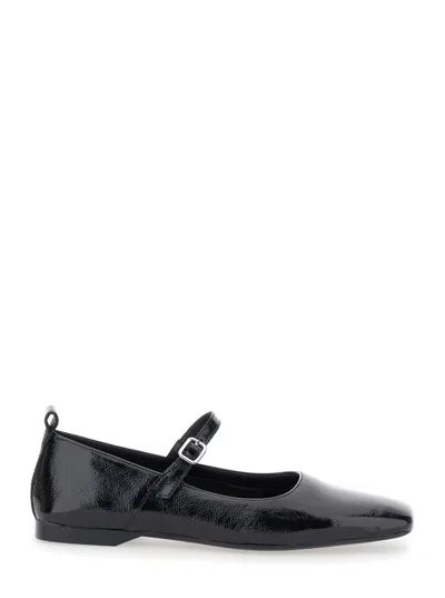 VAGABOND DELIA BLACK BALLERINAS WITH ADJUSTABLE STRAP IN SHINY LEATHER WOMAN