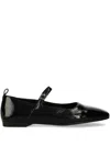 Vagabond Delia Patent-leather Buckled Ballet Flats In Black