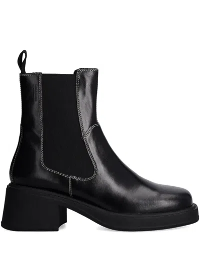 Vagabond Dorah Stretch Panel Block Heel Boots In Black