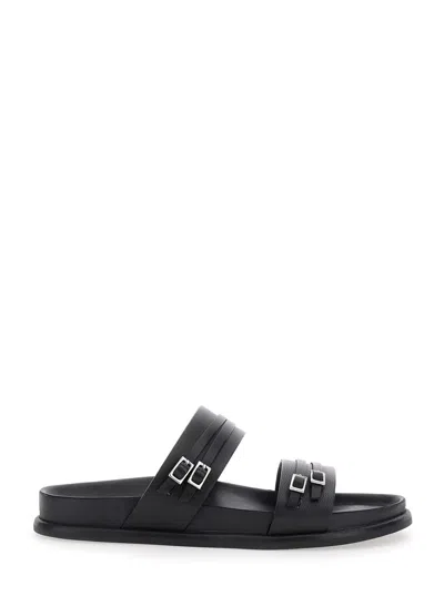 VAGABOND EFFIE BLACK SANDALS WITH TWO BUCKLE CLOSURE IN LEATHER WOMAN
