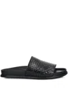 Vagabond Effie Woven Leather Slides In Black