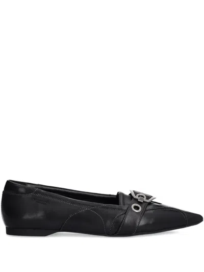 Vagabond Hermine Buckled Pointed Ballet Flats In Black