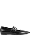 Vagabond Hermine Pointed-toe Buckle Flats In Black