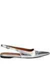 Vagabond Hermine Slingback Pointed-toe Ballet Flats In Metallic