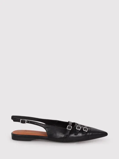 Vagabond Hermine Pointed-toe Buckled Ballet Flats In Black
