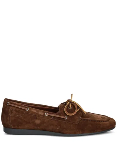 Vagabond Hillary Lace-up Suede Boat Shoes In Brown