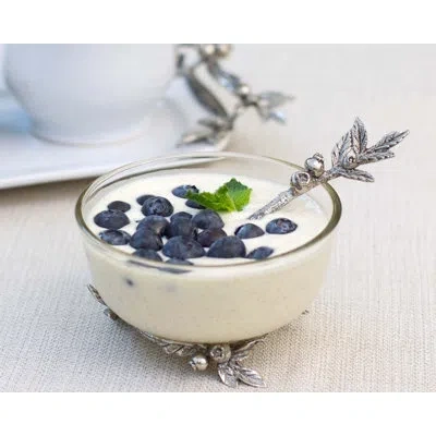 Vagabond House Farmer's Market Dessert Bowl With Blueberry Base In Gray;clear
