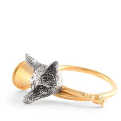 Vagabond House Fox Metal Napkin Ring In Silver;gold
