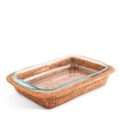 Vagabond House Hand Woven Rattan 3qt Rectangular Casserole Holder In Brown