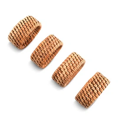 Vagabond House Hand Woven Rattan Napkin Ring In Brown