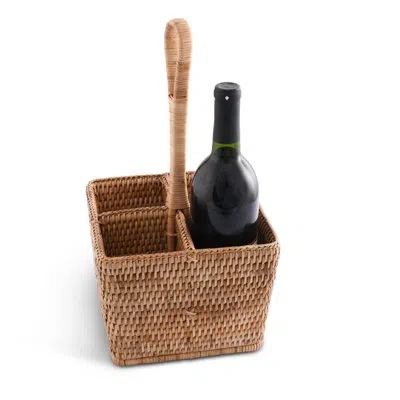 Vagabond House Hand Woven Rattan Wicker Flatware Caddy In Brown