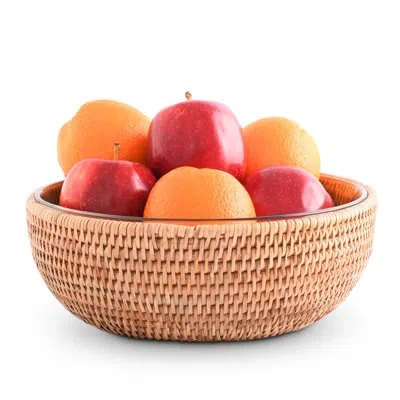 Vagabond House Hand Woven Serving Bowl Rattan In Brown