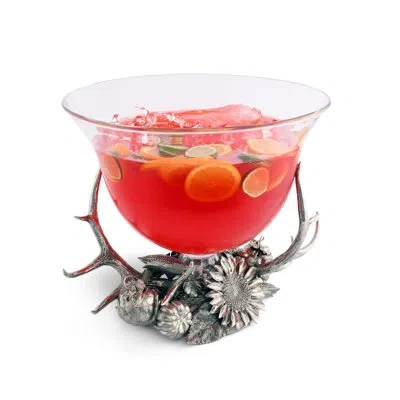Vagabond House Harvest Pedestal Centerpiece Candy Bowl In Silver;clear