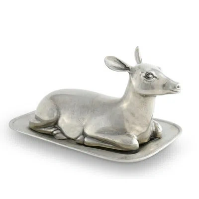 Vagabond House Lodge Doe / Deer Butter Dish In Silver