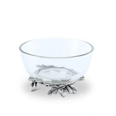 Vagabond House Majestic Forest Acorn And Oak Leaf Dessert Bowl In Gray;clear