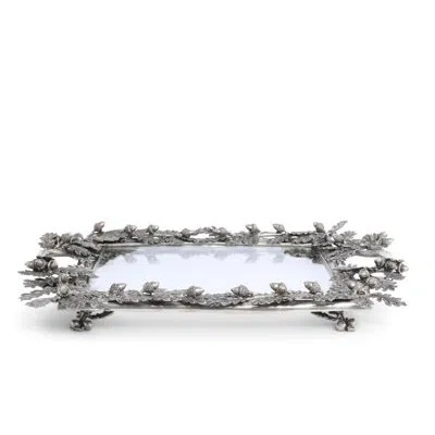 Vagabond House Majestic Forest Pewter Acorn Oak And Leaf Vanity Tray In Clear