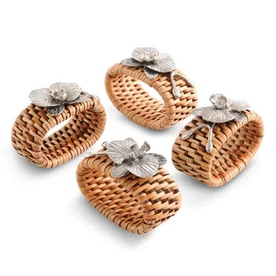 Vagabond House Orchid Hand Woven Wicker Rattan Napkin Ring In Brown,gray