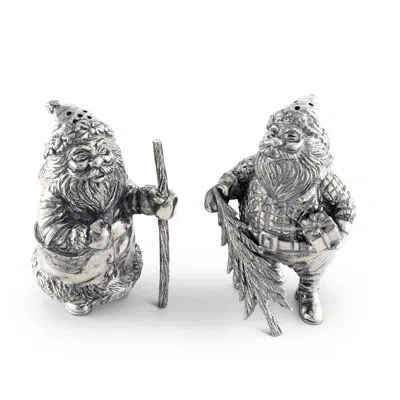 Vagabond House Pewter St. Nick Salt And Pepper Shaker Set In Silver