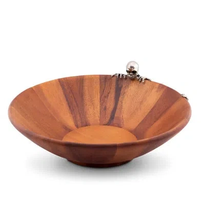 Vagabond House Salad Bowl With Pewter Skeleton In Brown;silver