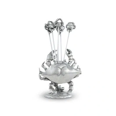 Vagabond House Sea And Shore Pewter Crab Cheese Marker In Silver