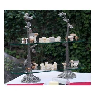 Vagabond House Song Bird Tiered Stand In Silver;clear