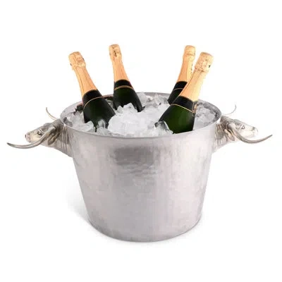 Vagabond House Western Frontier Stainless Long Horn Steer Beverage Tub In Silver
