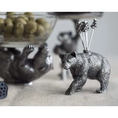 Vagabond House Woodland Creatures Pewter Black Bear Cheese Marker